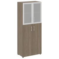 Шкаф высокий широкий (2 средних фасада ЛДСП + 2 низких фасада стекло в раме) Yalta LT.ST-1.7 R вяз благородный